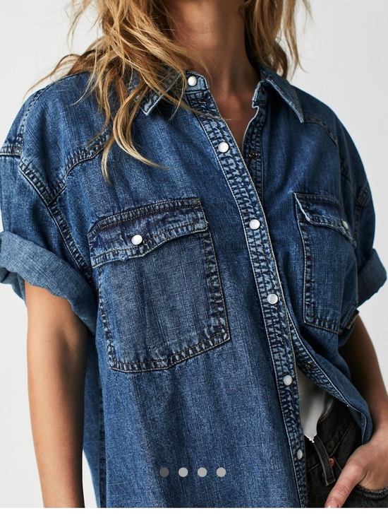 Free People Tops - Free People Washed Denim Button-Down Shirt - Blue
